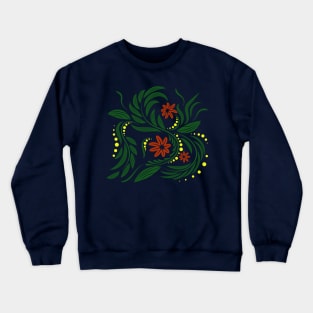 Folk flowers floral art print Flowers abstract art Crewneck Sweatshirt